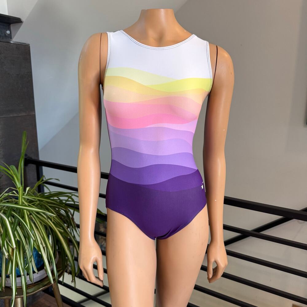 Destira Sky’s the Limit Gymnastics Leotard Adult XS Sunset Ombre Pink Purple